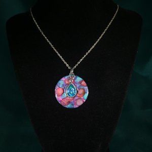 Handmade alcohol ink washer necklace